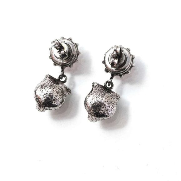 Gucci Crystal Stud Earrings with Feline Head Pink NEW IN BOX - Picture 2 of 4